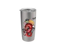 Caligrafía de dragón mítico chino rojo/diseño de tai chi Vaso térmico de acero inoxidable de doble pared