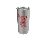 Caligrafía de dragón mítico chino rojo/diseño de tai chi Vaso térmico de acero inoxidable de doble pared