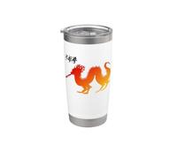 Caligrafía de dragón mítico chino rojo/diseño de tai chi Vaso térmico de acero inoxidable de doble pared