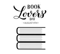 Caligrafía del Día de los Amantes de los Libros con letras a mano y una pila de libros, fácil de editar. Calcomanías de pared de papel adhesivo 36x49.4cm Se puede modificar y añadir información Negro