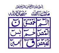 Caligrafía islámica del Corán Loh-E Calcomanías de pared de PVC 54x56.1cm Decoración de tiendas Azul oscuro