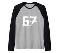 Caligrafía Japonesa 67 Bold Kanji Símbolo Diseño Minimal Camiseta Manga Raglan