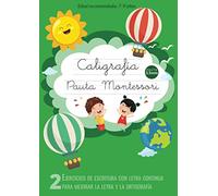 Caligrafía Pauta Montessori: Ejercicios de escritura con letra continua - Para mejorar la letra y la ortografía - Cuaderno pauta montessori 3.5mm (Cuaderno Caligrafia Niños)