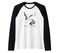 Caligrafía Tai Chi/Serpiente Vs Grulla Diseño Arte Chino Camiseta Manga Raglan