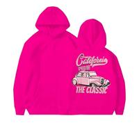 Calikoinig Speed 98 The Classic - Sudadera con capucha para mujer, talla grande, con bolsillo, con cordón, cómoda, casual, para otoño, hot pink, M