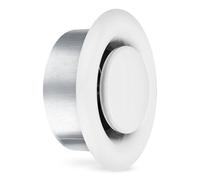 calimaero® TVSA Válvula de Disco de Escape de Aire 100mm, Rejilla de Ventilación Ronda con Marco de Montaje, Chapa de Acero, Regulación Continua del Caudal de Aire, Robusta, Duradera, Blanco RAL9016