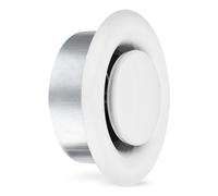 calimaero® TVSA Válvula de Disco de Escape de Aire 125mm, Rejilla de Ventilación Ronda con Marco de Montaje, Chapa de Acero, Regulación Continua del Caudal de Aire, Robusta, Duradera, Blanco RAL9016
