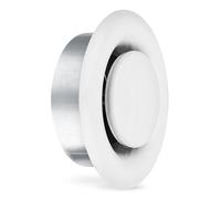 calimaero® TVSA Válvula de Disco de Escape de Aire 150mm, Rejilla de Ventilación Ronda con Marco de Montaje, Chapa de Acero, Regulación Continua del Caudal de Aire, Robusta, Duradera, Blanco RAL9016