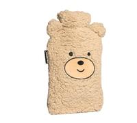 Calindoo - Bolsa de agua caliente de goma natural con funda de oso - diseñada en un solo molde de tapón hermético - Eficacia larga duración - 1,5 l