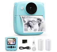 CalineGam Camara Fotos Infantil Instantanea, 2,0 Pulgada 1080P Cámara de Fotos Instantánea con Tarjeta de 32 GB y Papel Fotográfico, Regalos para Niños y Niñas de 3 4 5 6 7 8 9 10 Años (Azul)
