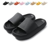 Calish Chanclas de baño para hombre y mujer Cozislides originales, Cloudyzz, zapatillas, nube, antideslizantes, pantuflas de baño, pantuflas de verano, chanclas para interiores y exteriores, Negro
