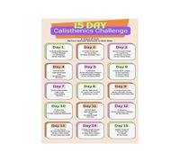 Calisthenics Training Program Wall Art Poster 15 Day Challenge Bodyweight Exercises for Home Gym Bedroom Office Decor(Framed,08X12inch(20X30cm))