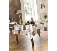 CALITEX Magdalena Mantel de Hule Rectangular PVC, PVC, Beige Chocolat, 200 x 140 cm