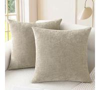CaliTime - Juego de 2 Fundas de cojín acogedoras para sofá, decoración del hogar, Chenilla Suave teñida, poliéster y Mezcla de poliéster, Gris Pardo Claro., 40 x 40 cm