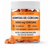 CALIU GUMMY | Cúrcuma Complex 2000 mg | Curcumina 95% Curcuminoides | Cúrcuma con Jengibre y Pimienta Negra | Alta Absorción | Antioxidante Natural |90 Gominolas 3 Meses | Vegano | Sin Azúcar Añadido