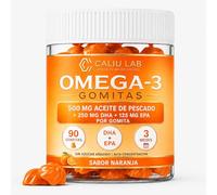 CALIU GUMMY | Omega 3 Gummies 500 mg Aceite de Pescado | 250 mg DHA + 125 mg EPA | 90 Gominolas | Omega 3 Alta Concentración | Corazón, Cerebro y Visión | Sabor Naranja | Suplemento Omega 3 | 3 Meses