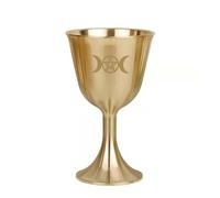 Cáliz ritual de latón - diseño de luna grabada, material de latón macizo, vaso ritual ceremonial, uso para oraciones, sacrificios de altar, ceremonias espirituales, incienso