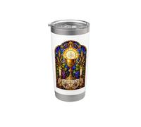 Cáliz Y Eucaristía Gótico Católico Mosaico Arte Arte Vaso térmico de acero inoxidable de doble pared