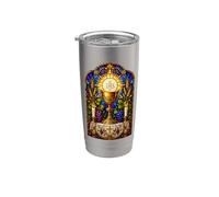 Cáliz Y Eucaristía Gótico Católico Mosaico Arte Arte Vaso térmico de acero inoxidable de doble pared