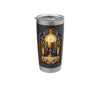 Cáliz Y Eucaristía Gótico Católico Mosaico Arte Arte Vaso térmico de acero inoxidable de doble pared