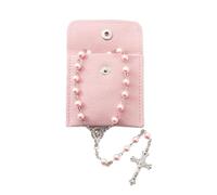 Calkkrer 1 Pieza Rosario católico Rosario de comunión con Cruz Retro Bolsa de Regalo de Terciopelo Cruz Elegante Bautismo Comunión Boda Fiesta de comunión