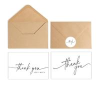 Calkkrer 10 Tarjetas de Agradecimiento con Sobres Marrón Café & Pegatinas a Juego, Diseño Minimalista, Adecuado para Boda, Baby Shower, Graduación