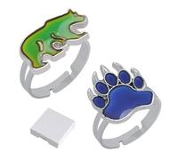 Calkkrer 2 Pieces Baren And Paw Mood Ring, Anillo que Cambia de Color para Niños y Niñas. Cambia de color según la temperatura. Anillo para niños.