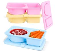 Calkkrer 3 Stück Silikon Brotdose mit Deckel, Mikrowellengeeignete Lunchbox für Erwachsene, Faltpackung mit Fächern, tragbare Snackbox für Reisen, Oficina, Picnic