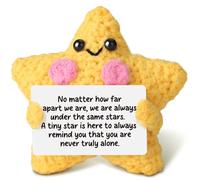 Calkkrer Estrella Amarilla de Ganchillo, Regalo de Apoyo Emocional, Muñeca Tejida a Mano Inspiradora, Regalo Motivador de Ganchillo, Amuleto de Buena Suerte