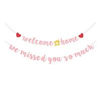 Calkkrer Juego de decoración de bienvenida de vuelta al hogar, decoración de fiesta de bienvenida, pancarta de bienvenida, decoración de fiesta de regreso a casa, decoración de bienvenida (oro rosa)