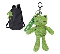 Calkkrer Linda Rana Peluche Llavero Verde - Colgante de Bolsillo de Dibujos Animados Y2K para Mochilas y Bolsos