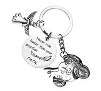 Calkkrer Llavero ángel de la guarda conductores de motos y coches - Un colgante amuleto de la suerte. Cordón Drive-Safe: regalo de cumpleaños o para el Día del Padre.