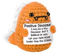 Calkkrer Muñecos de ganchillo de dinosaurios positivos de bolsillo con tarjeta positiva, regalos positivos, abrazador de bolsillo, amuleto de la suerte (naranja)