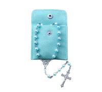 Calkkrer Rosario Católico con Cruz Retro para Comunión, Bautizo, Boda y Fiesta - Incluye Bolsa de Regalo de Terciopelo, L