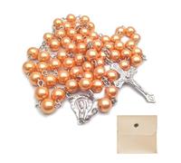 Calkkrer Rosario católico, rosario para comunión con cruz retro, bolsa de regalo de terciopelo, elegante cruz, bautizo, comunión, boda, comunión, fiesta (dorado)