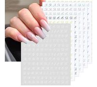 Calkrer 7 hojas de pegatinas de uñas con números antiguos del alfabeto adhesivo para decoración de uñas, pegatinas para decoración de uñas y accesorios