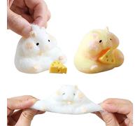 Calkrer - Juego de 2 Juguetes para Apretar Hámster de Silicona Ecológica, Antiestrés, Blandito, Sensoriales Con Queso, Hámster Squishes