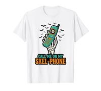 Call Me On My SKEL-Phone Halloween Teléfono Celular Humor Divertido Camiseta gráfica económica