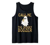 Call Me The Spooky Boozer Cute Ghost Drinking Beer Halloween Camiseta sin Mangas