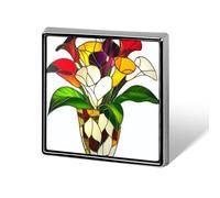Calla Lilies in Mosaic Ceramic Flower Pot Unisex Broches & Pins Cuadrado Ligero Solapa Insignia Joyería para Ropa, Chal Sombrero
