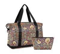 Calla Lily Red Blue William Morris - Bolsas de viaje con bolsillo húmedo con correa ajustable para senderismo, juego de 2 piezas para hombres y mujeres