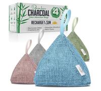 CallaBurst Absorbedor de olores de carbón activado y purificador de aire, bolsas de carbón de bambú, bolsa purificadora de aire fresco natural, desodorante de carbón, forma de pirámide con gancho,