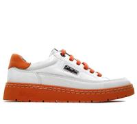 Callaghan - Zapatos Sneakers Casual de Piel con cordón, de cuña, Suela Ancha de Goma,Plantilla Extraible, para: Mujer Color: Blanco-Naranja Talla:39