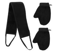 CALLARON 1 Juego guantes de baño para ducha exfoliante fregar guantes de lufa cuerpo guante exfoliante set de baño guantes de baño exfoliantes ducha manopla exfoliante flocado Black