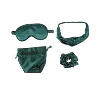 CALLARON 1 Juego Juego de máscara de ojo de seda adulto contorneado ojos vendados bloqueando gomas elásticas para dormir cubierta de la sombra del sueño del ojo Cabello scrunchy tela Verde