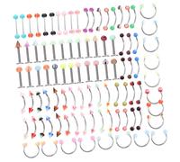 CALLARON 1 Juego Uña De La Ceja Uña De La Lengua Joyas Perforantes Macramé Decoración De Bufanda Pequeña Espejo Redondo De Un Solo Anillos De Pirata Acero Inoxidable