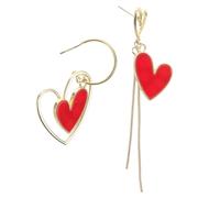 CALLARON 1 Par aretes con borlas de corazón pulsera decorativa pendientes de corazón para mujer Pendientes con borlas Pendientes asimétricos pendientes de cuento de hadas joyas de borla