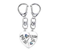 CALLARON 1 par de llaveros de hermanas con tapa para el Día del Padre de parte de la hija, organizador de aniversario, llavero de amistad, colgante de corazón a juego, llavero de corazón a juego,
