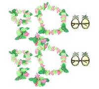 CALLARON 10 Piezas Accesorios Tropicales con Gafas de Piña y Diademas de Flores para Vacaciones y Fiestas Temáticas
