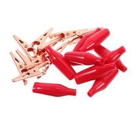 CALLARON 10 Pinzas de Cocodrilo Eléctricas de Cobre Puro, Tamaño Mediano, con Funda Roja, sin Cables, para Pruebas Eléctricas, Cables de Prueba y Uso en Soldadura, Kit Profesional